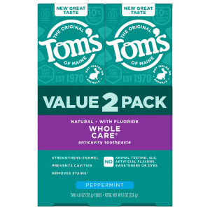 Whole Care Peppermint Natural Toothpaste with Fluoride (2-Pack)
