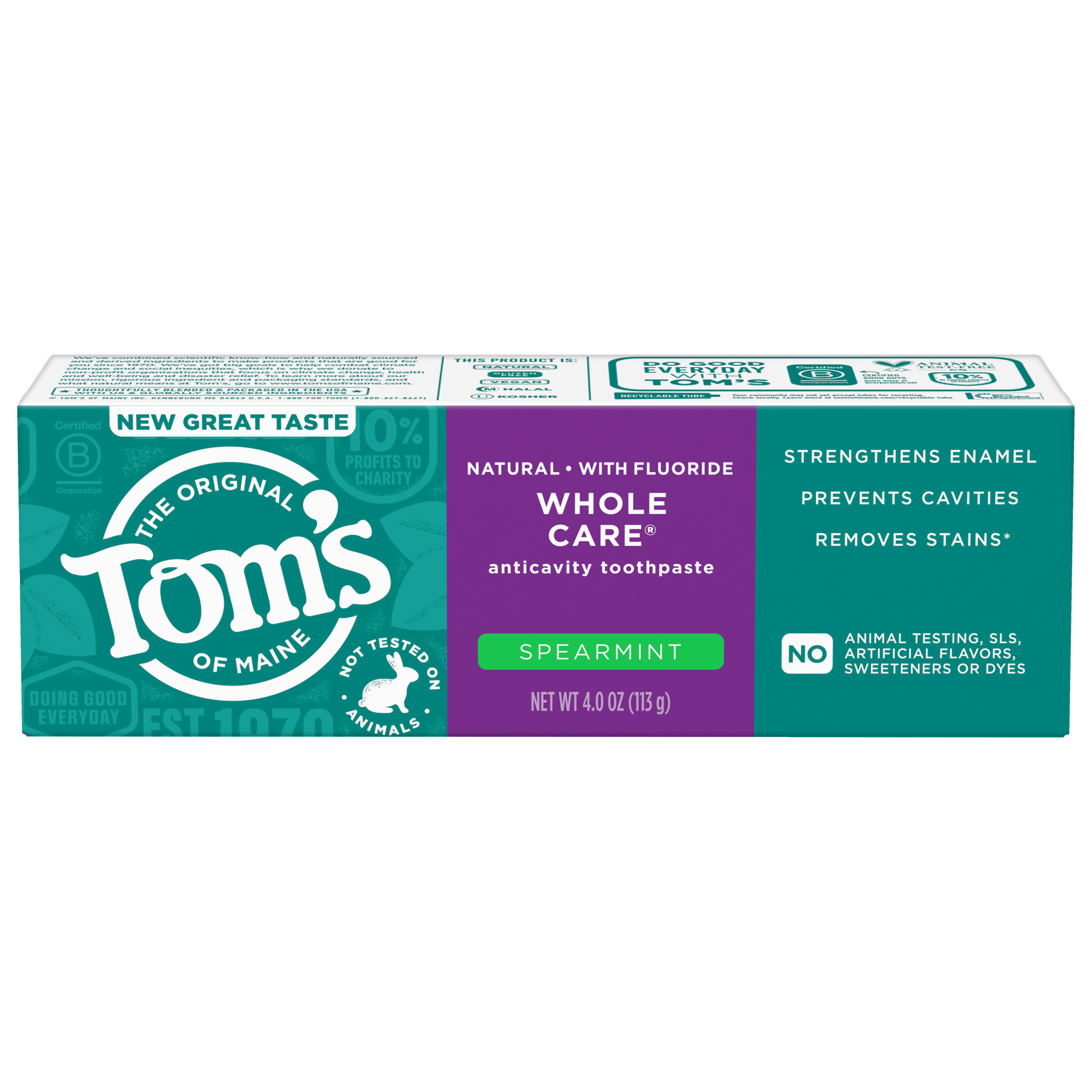 Whole Care Spearmint Natural Toothpaste with Fluoride