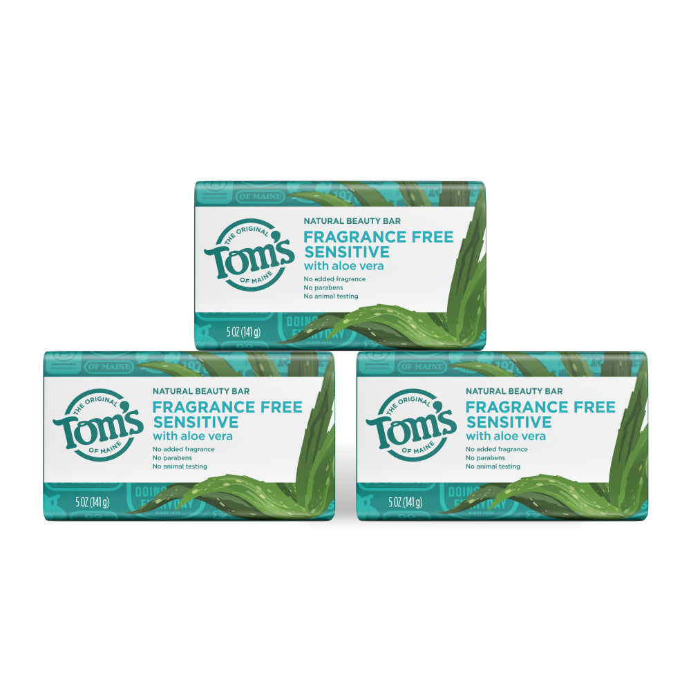 Fragrance Free. Sensitive Skin Natural Beauty Bar Soap (3 Pack)